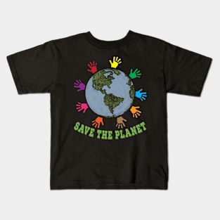 Save The Planet Earth Day Retro Environmental Kids T-Shirt